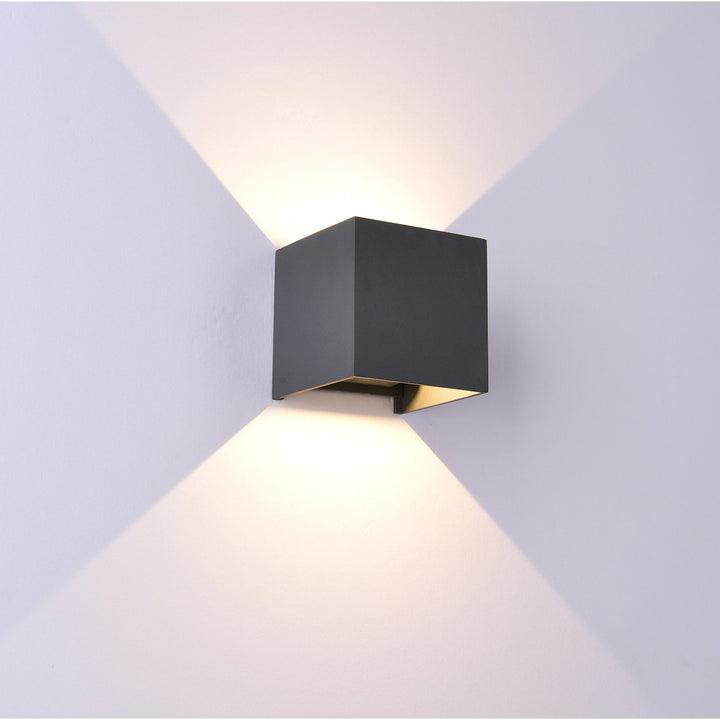 Mantra M6524 Davos Outdoor Square Wall Lamp 2 x 6W LED Sand Black