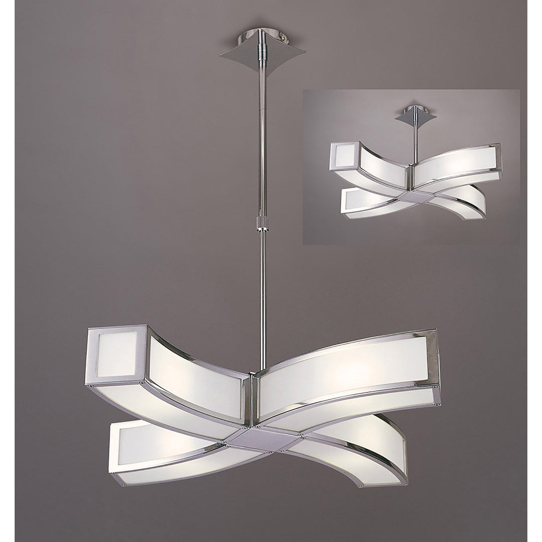 Mantra M8390/1 Duna GU10 Pendant 4 Light Curved Polished Chrome/White Acrylic