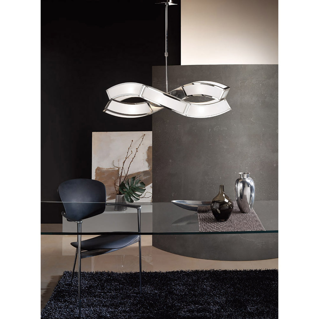 Mantra M8388/1 Duna GU10 Rectangular Pendant 2 Arm 6 Light Polished Chrome/White Acrylic