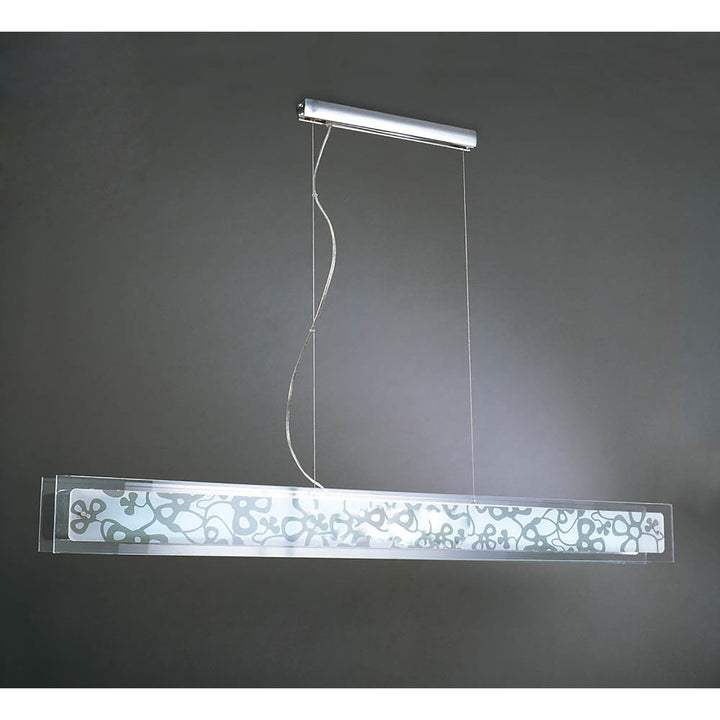 Mantra M8492/1 Euphoria Linear Pendant 2 Light T5 Wire Polished Chrome Opal White Glass