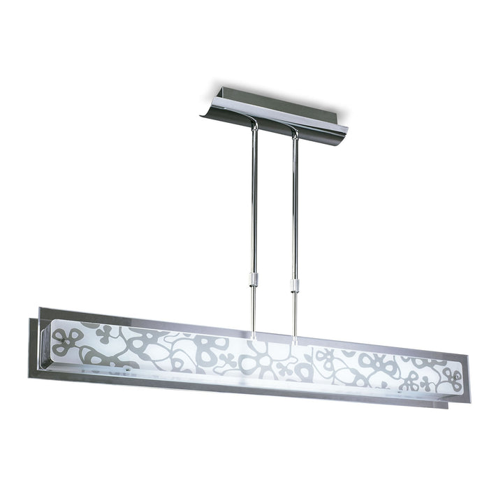 Mantra M8491/1 Euphoria Linear Pendant 2 Light T5 Polished Chrome Opal White Glass