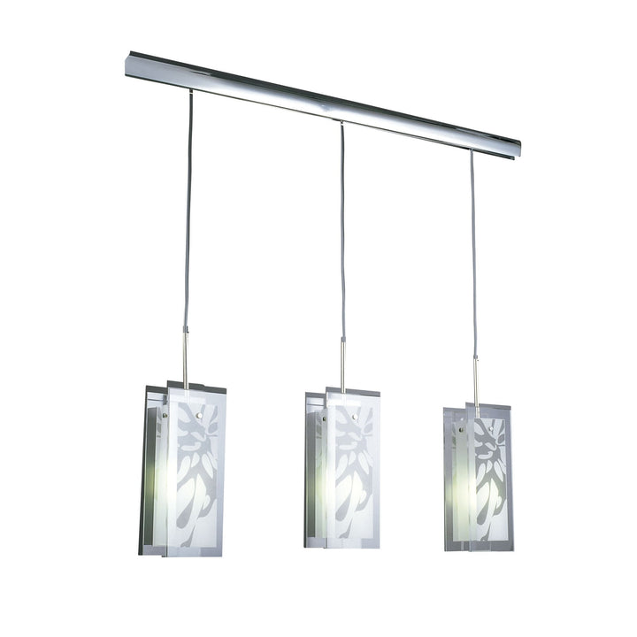 Mantra M8505/1 Euphoria Linear Pendant 3 Light Polished Chrome/Opal White Glass