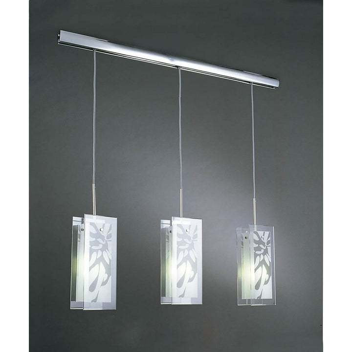 Mantra M8505/1 Euphoria Linear Pendant 3 Light Polished Chrome/Opal White Glass