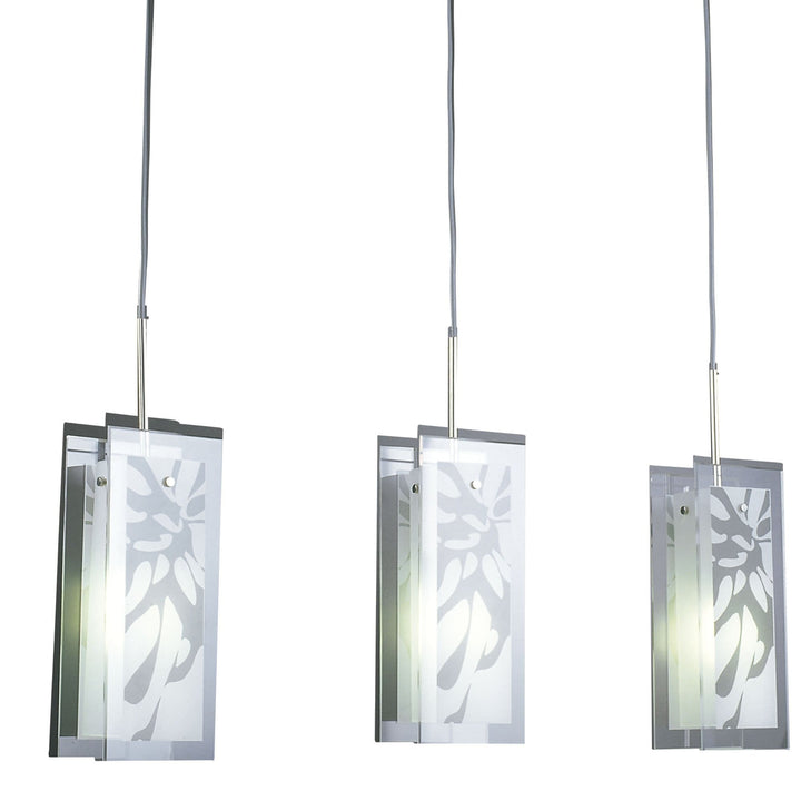 Mantra M8505/1 Euphoria Linear Pendant 3 Light Polished Chrome/Opal White Glass