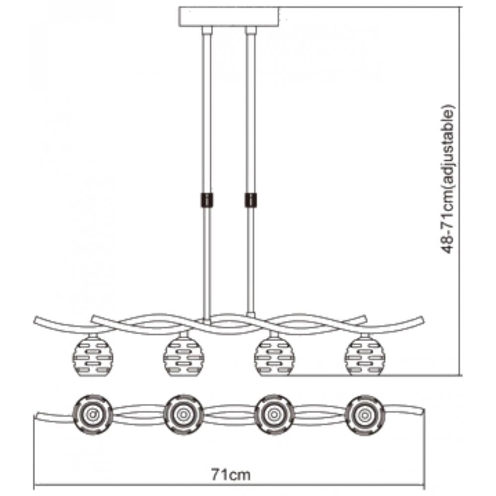 Mantra M0082PB Dali Telescopic Linear Pendant Line 4 Light G9 Polished Brass