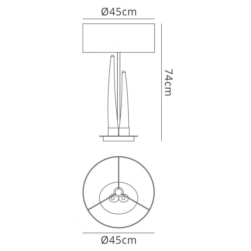 Mantra M1683 Estalacta Table Lamp 3 Light GU10 Indoor Silver/Opal White Black Shade