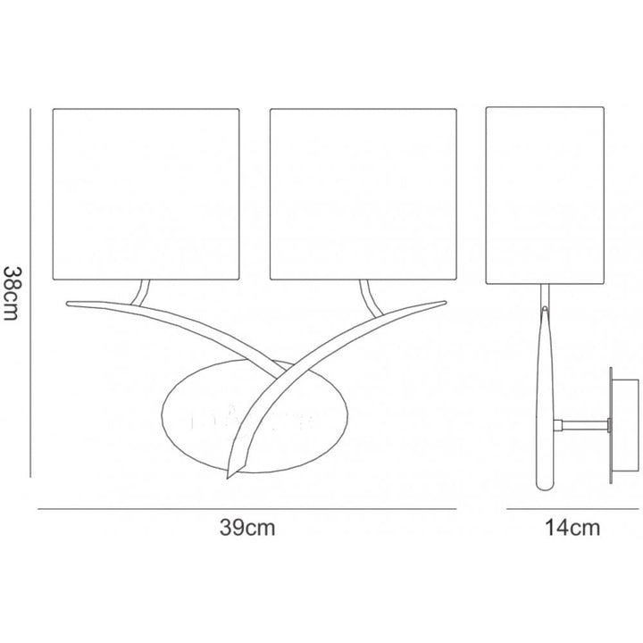 Mantra M1135 Eve Wall Lamp 2 Light E27 Polished Chrome White Oval Shades