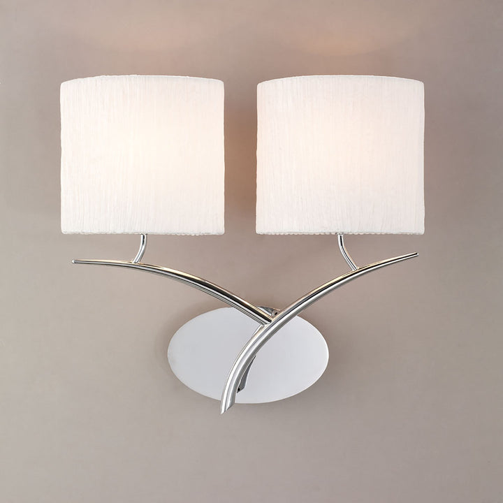 Mantra M1135 Eve Wall Lamp 2 Light E27 Polished Chrome White Oval Shades