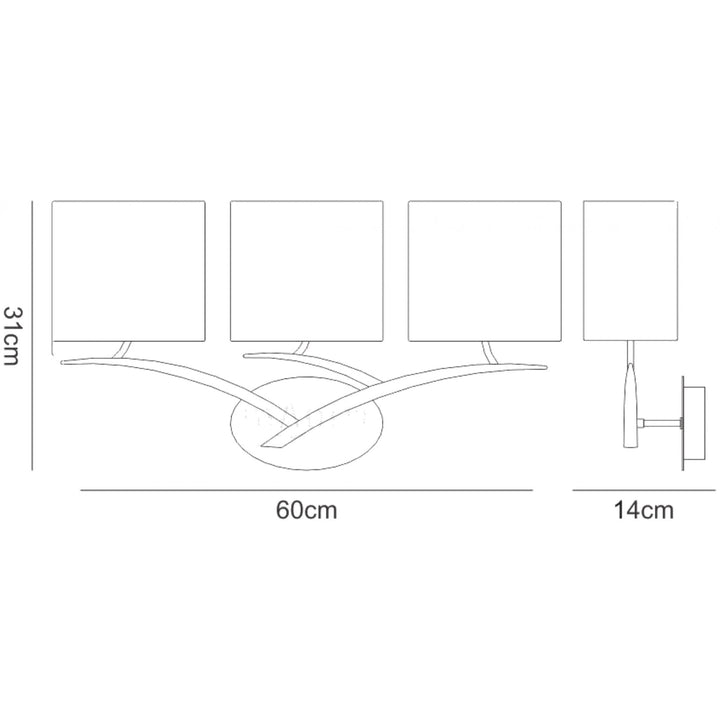 Mantra M1136 Eve Wall Lamp 3 Light E27 Polished Chrome White Oval Shades