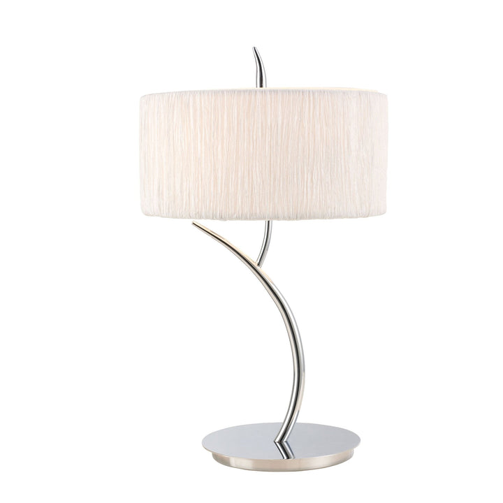 Mantra M1137 Eve Table Lamp 2 Light E27 Large Polished Chrome White Round Shade