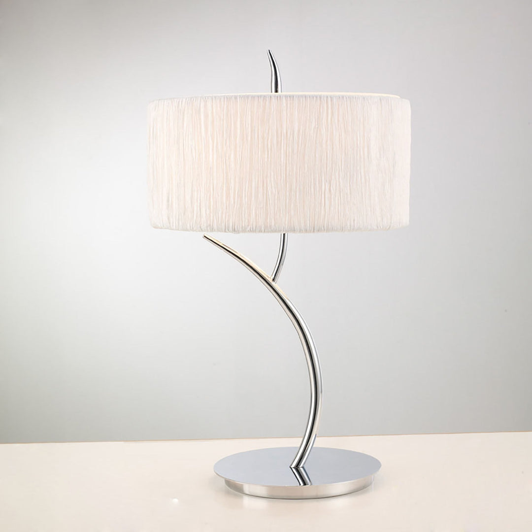 Mantra M1137 Eve Table Lamp 2 Light E27 Large Polished Chrome White Round Shade