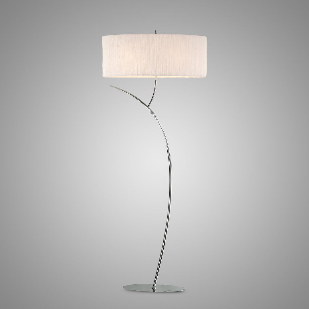 Mantra M1139 Eve Floor Lamp 2 Light E27 Polished Chrome White Oval Shade