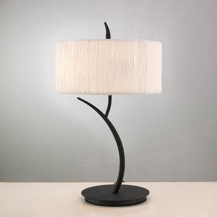 Mantra M1157 Eve Table Lamp 2 Light E27 Large Anthracite White Round Shade