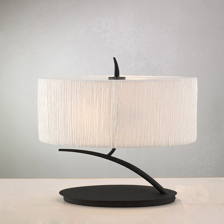 Mantra M1158 Eve Table Lamp 2 Light E27 Small Anthracite White Oval Shade