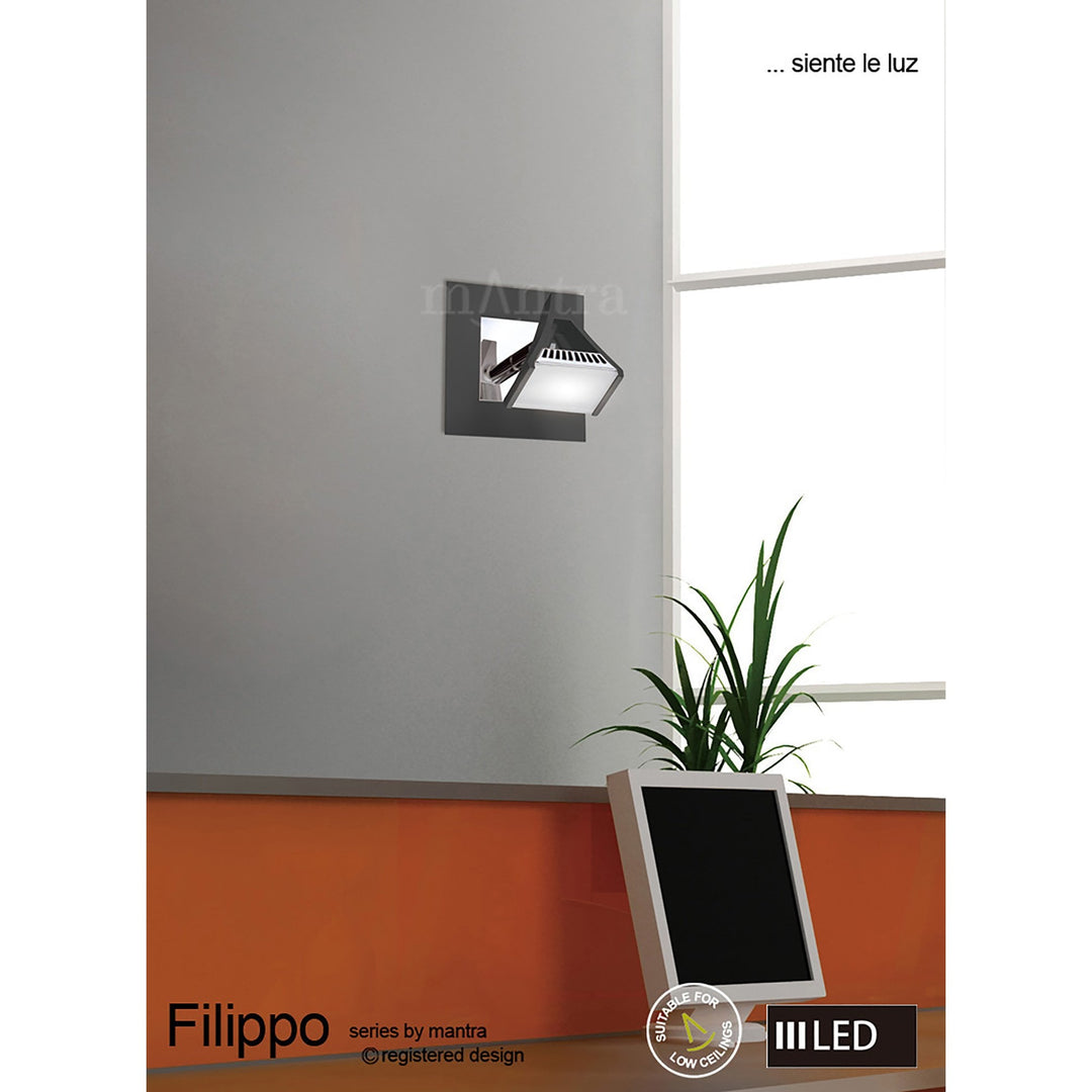 Mantra M8100/1 Filippo Spot Light 1 Light 5W LED Matt White/Polished Chrome