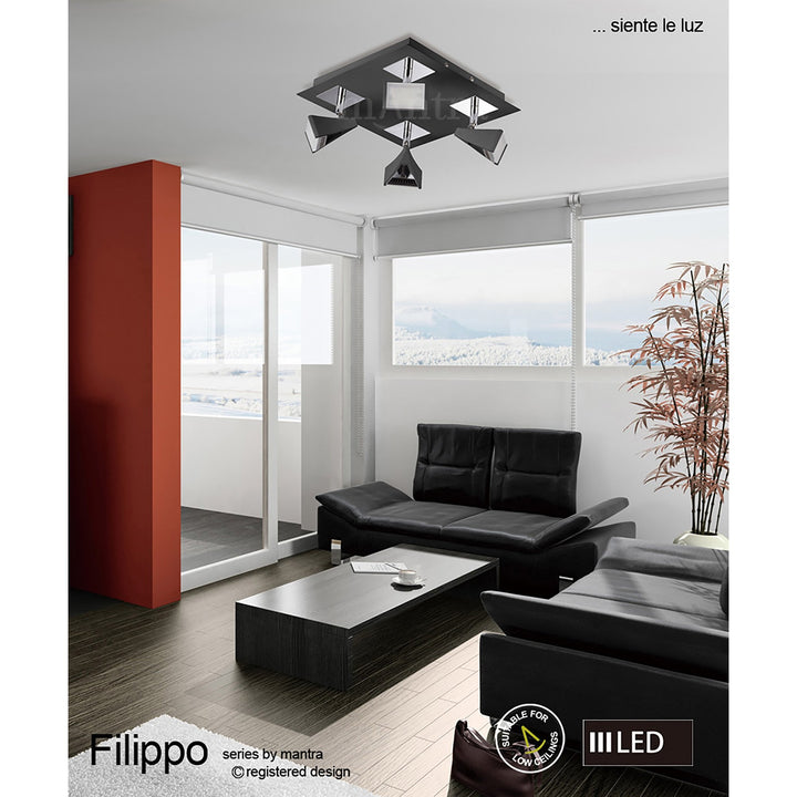 Mantra M8100/1 Filippo Spot Light 1 Light 5W LED Matt White/Polished Chrome