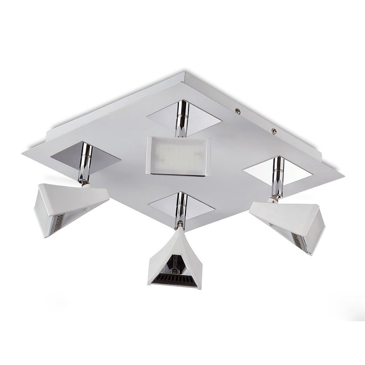 Mantra M8105/1 Filippo Spot Light 4 Light LED Square 20W Matt White/Polished Chrome