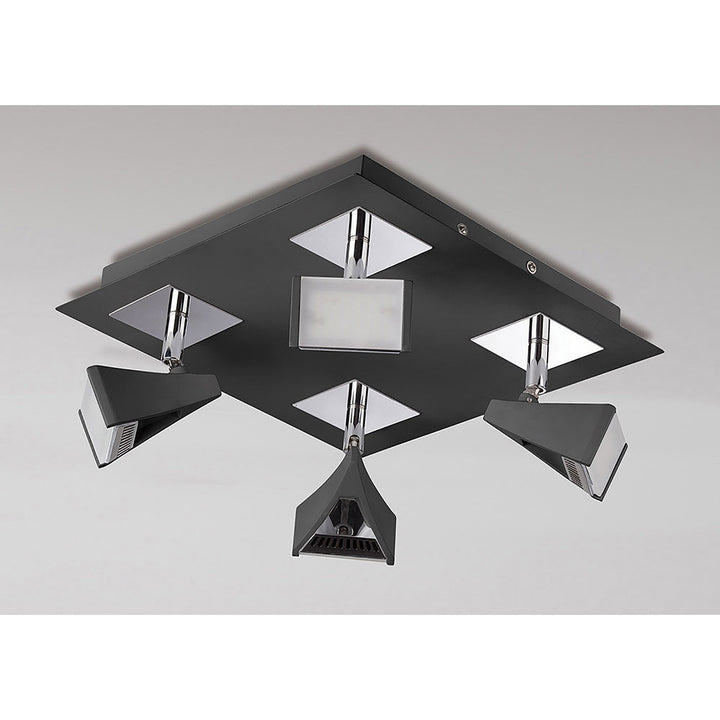 Mantra M8111/1 Filippo Spot Light 4 Light LED Square 20W Matt Black/Polished Chrome