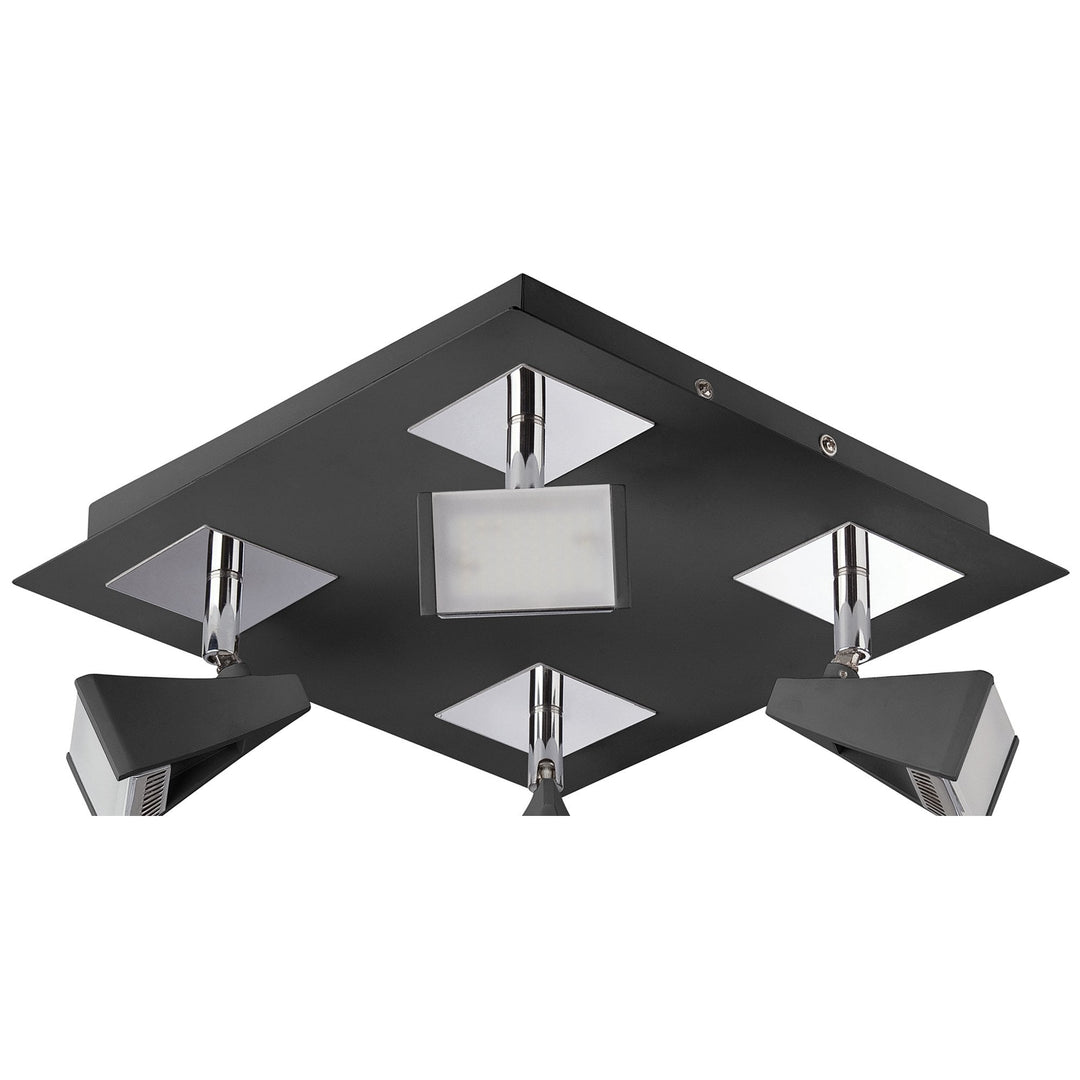 Mantra M8111/1 Filippo Spot Light 4 Light LED Square 20W Matt Black/Polished Chrome