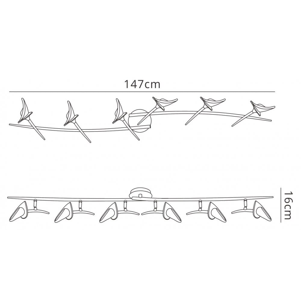 Mantra M0319 Flavia Linear Spot Light 6 Light G9 Adjustable Heads Polished Chrome