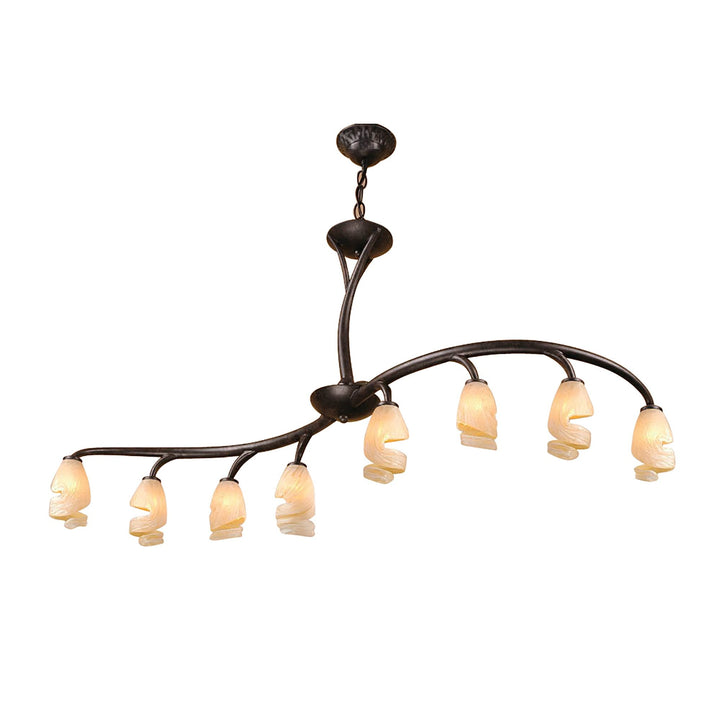 Mantra M3134 Forest Semi Ceililng 8 Light G9 Bar Brown Black Oxide