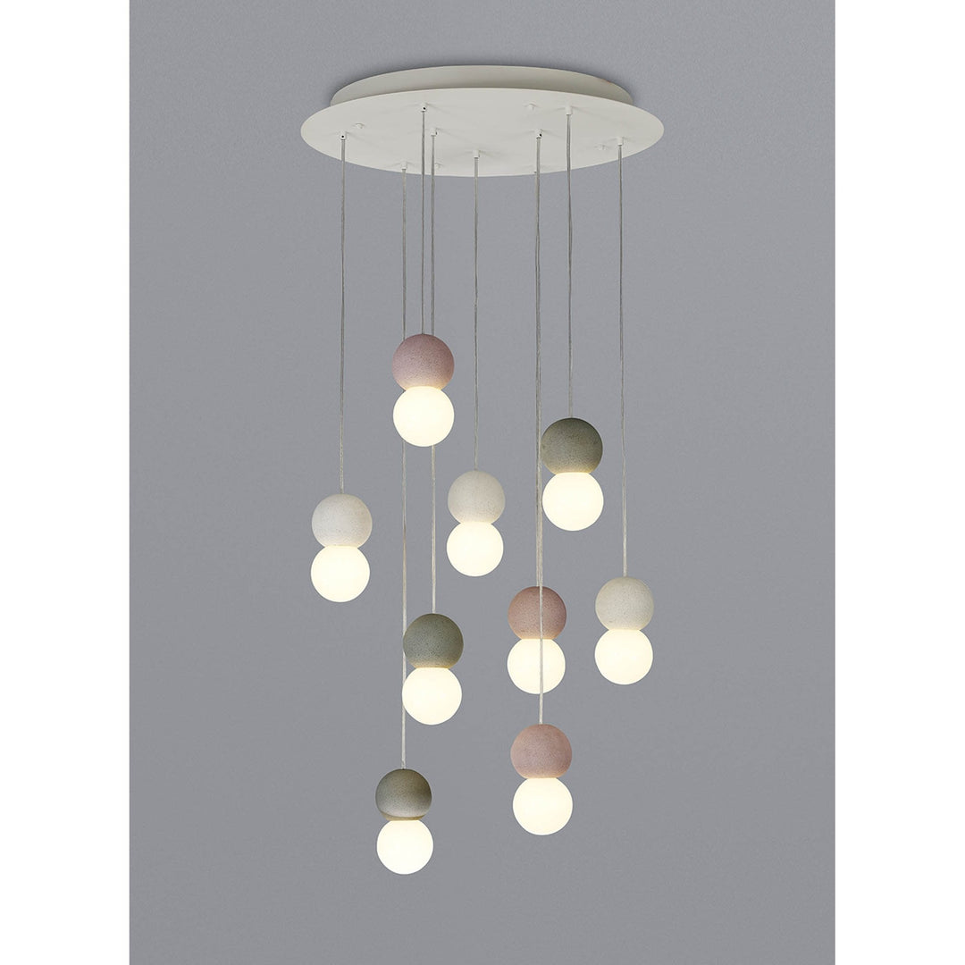 Mantra M7621 Galaxia Pendant Round 9 Light White/Grey/Red Cement