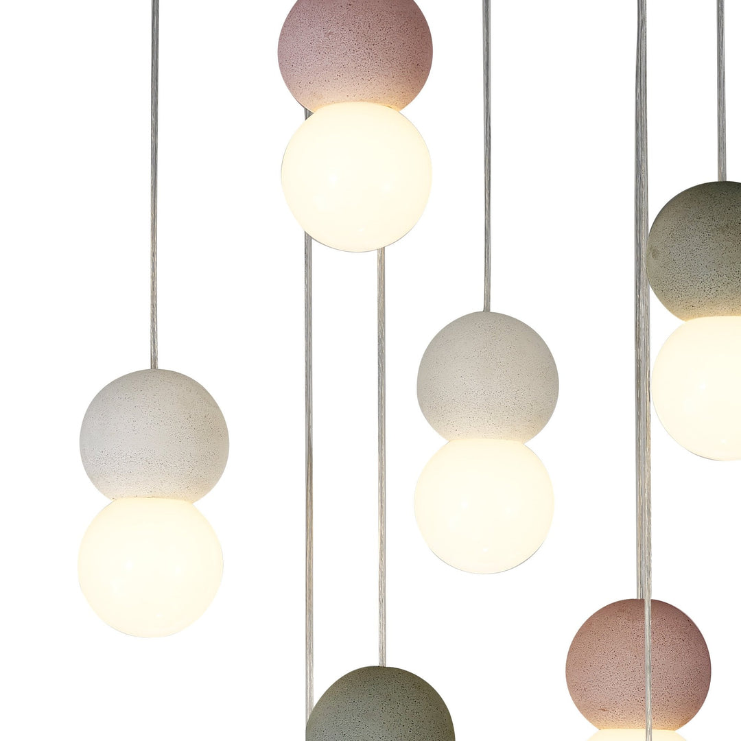 Mantra M7621 Galaxia Pendant Round 9 Light White/Grey/Red Cement