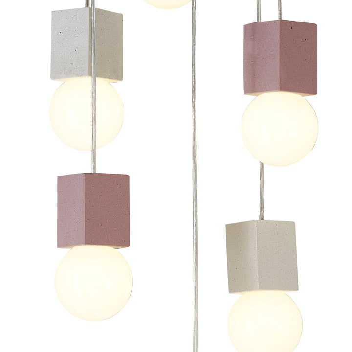 Mantra M7703 Galaxia Pendant Square 6 Light White / Grey / Red Cement