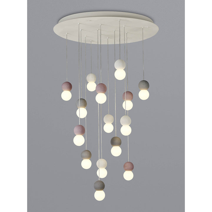 Mantra M7620 Galaxia Pendant Round 15 Light White/Grey/Red Cement