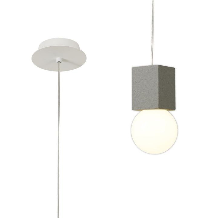 Mantra M7705 Galaxia Pendant Square 1 Light White / Grey Cement