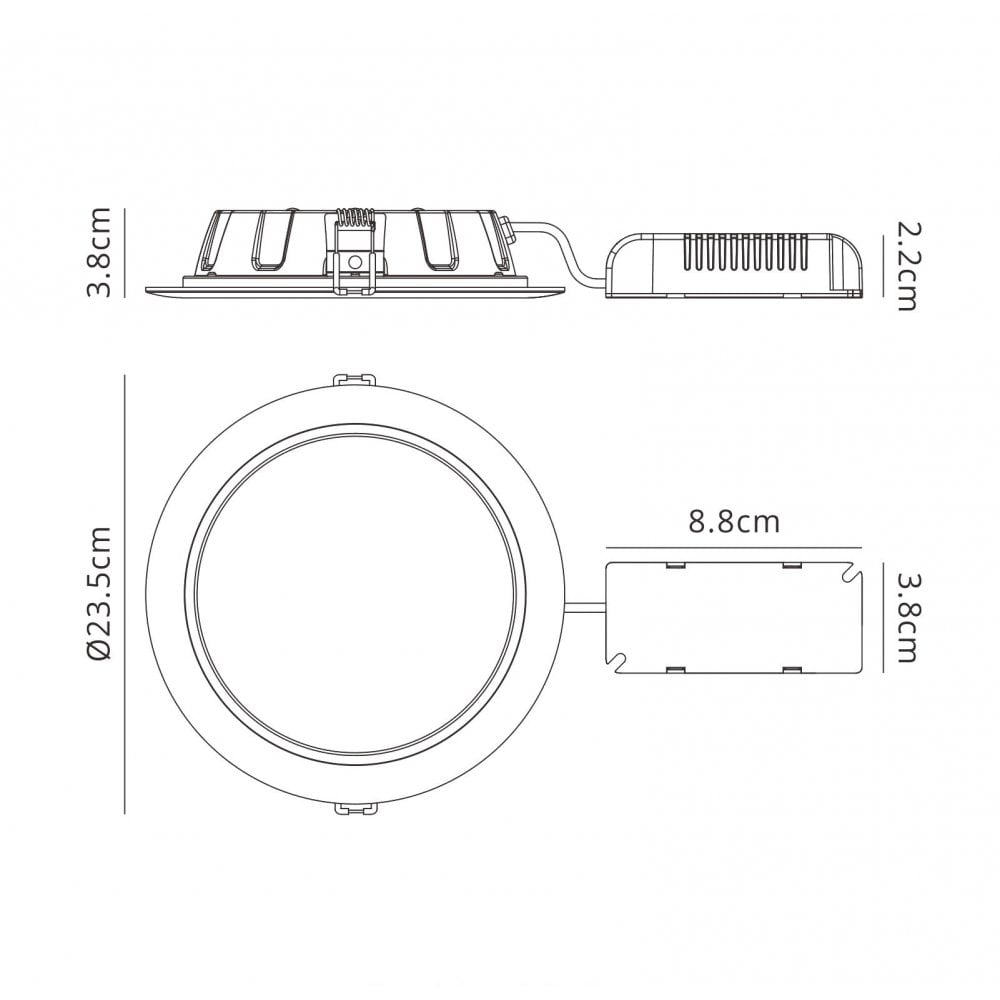 Mantra M6391 Graciosa Bathroom 23.5cm Round LED Downlight 24.5W White