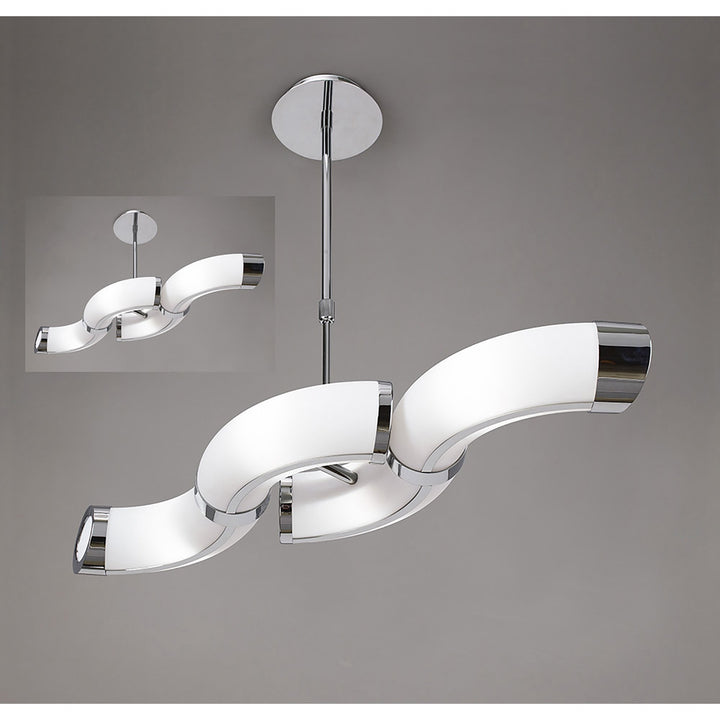 Mantra M8650/1 Guss Rectangular Pendant Convertible To Semi Flush 2 Arm GU10 4 Light Bar Polished Chrome/White Acrylic