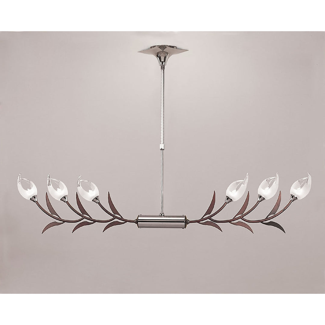 Mantra M0120 Holland Telescopic Linear Pendant Line 6 Light G9 Polished Chrome Wenge