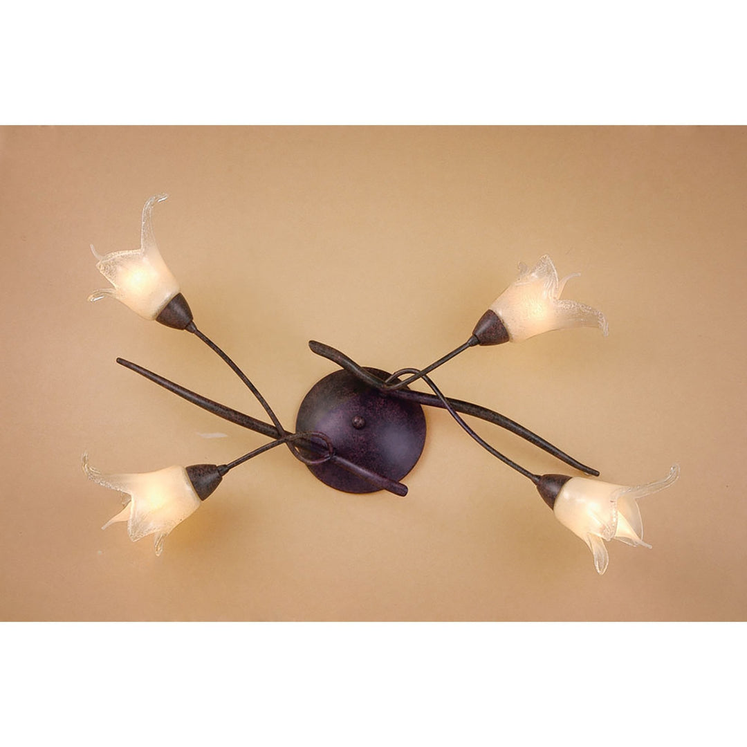 Mantra M4353 Florida | Ceiling 4 Light | Brown/Black Oxide with Amber Frosted Shades