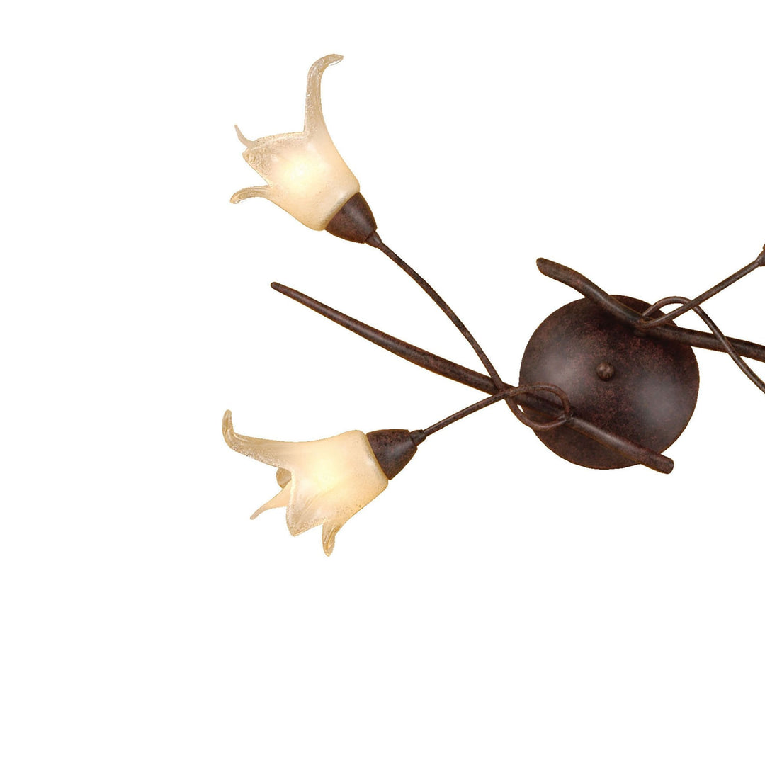 Mantra M4353 Florida | Ceiling 4 Light | Brown/Black Oxide with Amber Frosted Shades