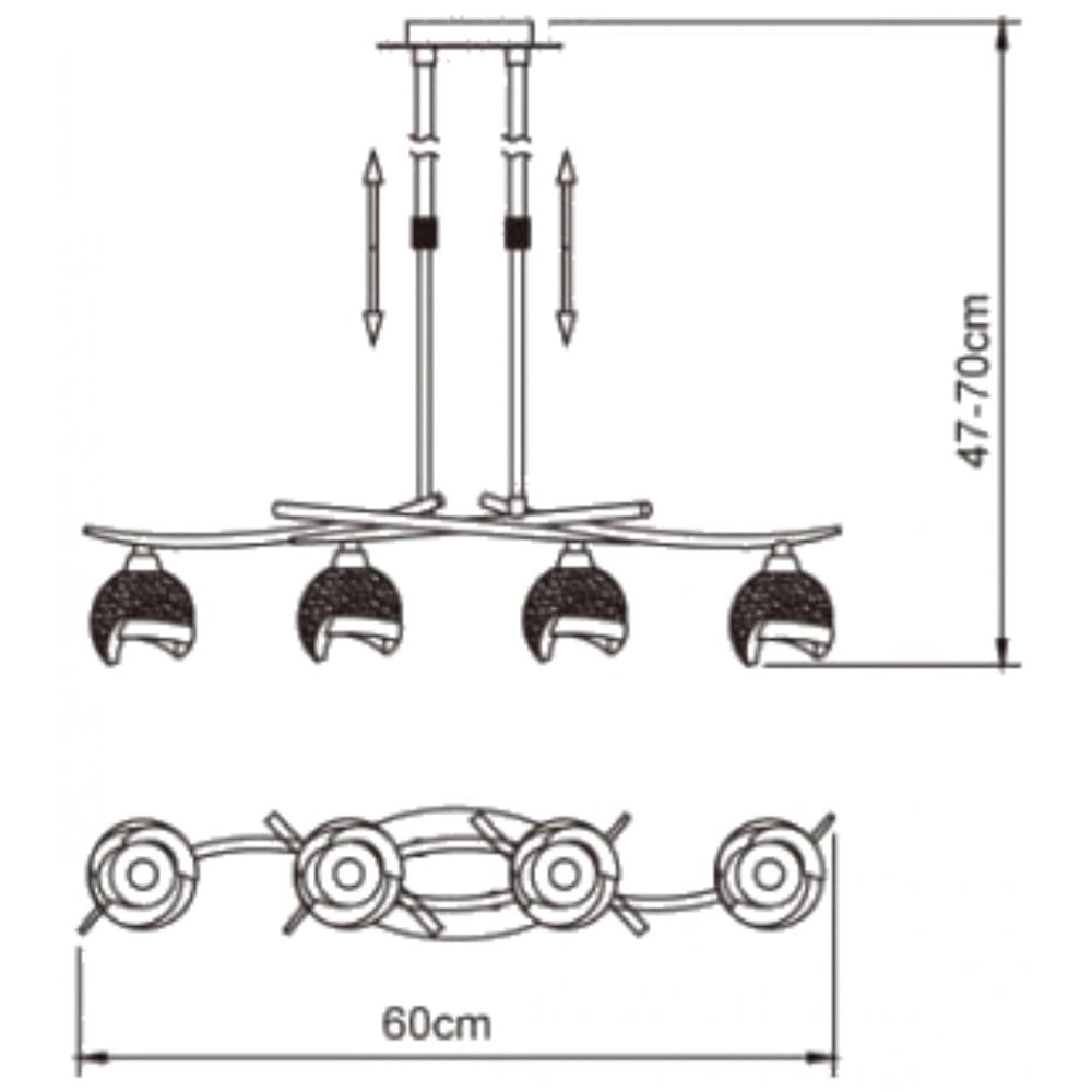 Mantra M0810BC Fragma Linear Telescopic 4 Light G9 Line Black Chrome