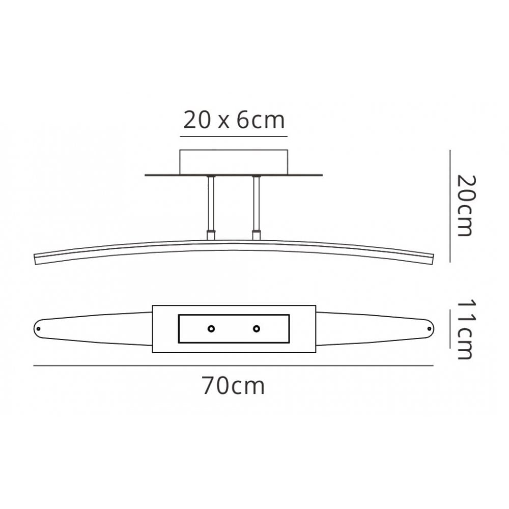 Mantra M4083 Hemisferic Semi Ceiling LED Bar Satin Aluminium