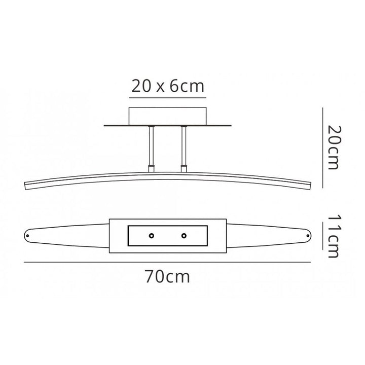 Mantra M4083 Hemisferic Semi Ceiling LED Bar Satin Aluminium