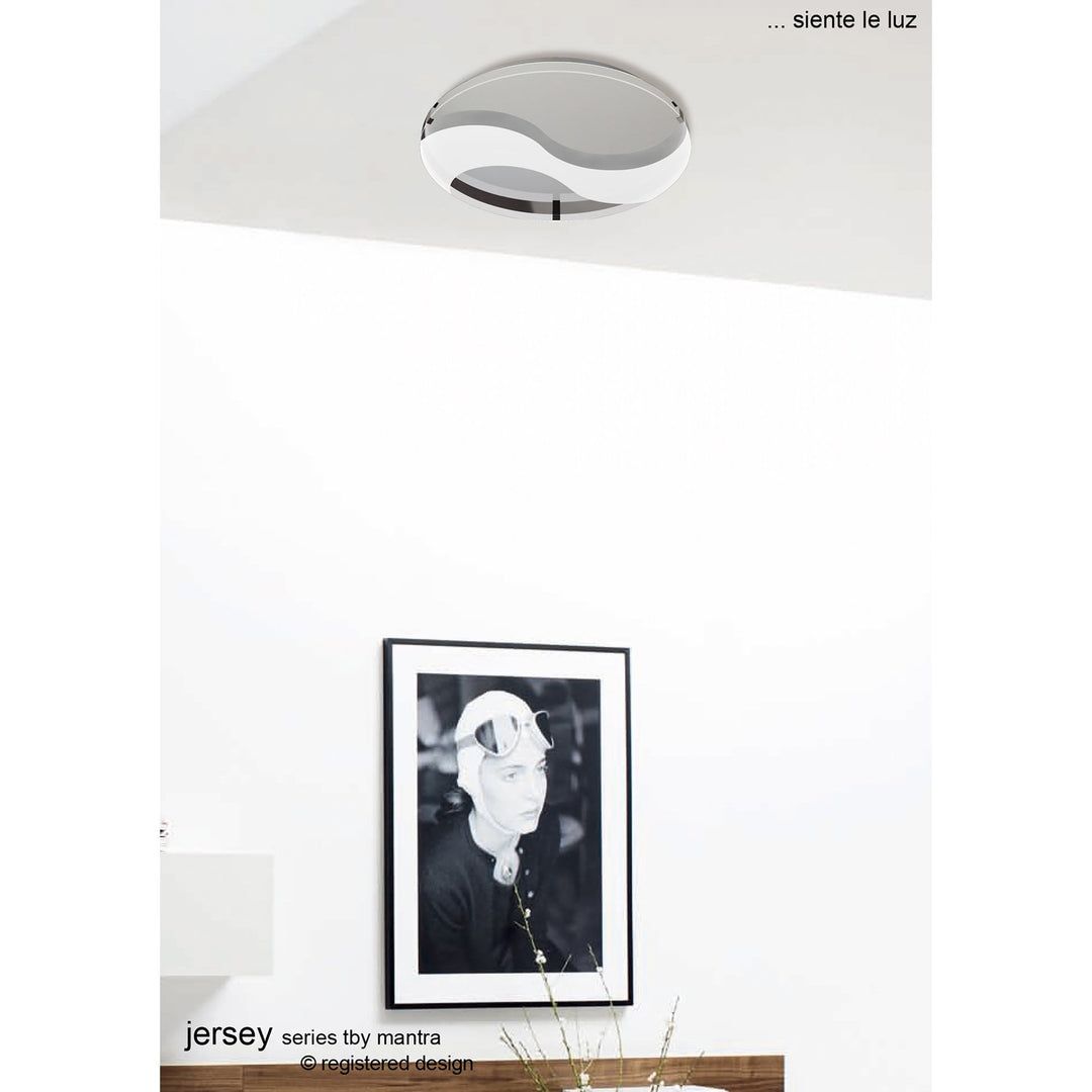 Mantra M8340/1 Jersey Ceiling 20W LED Square Polished Chrome/Opal White Glass