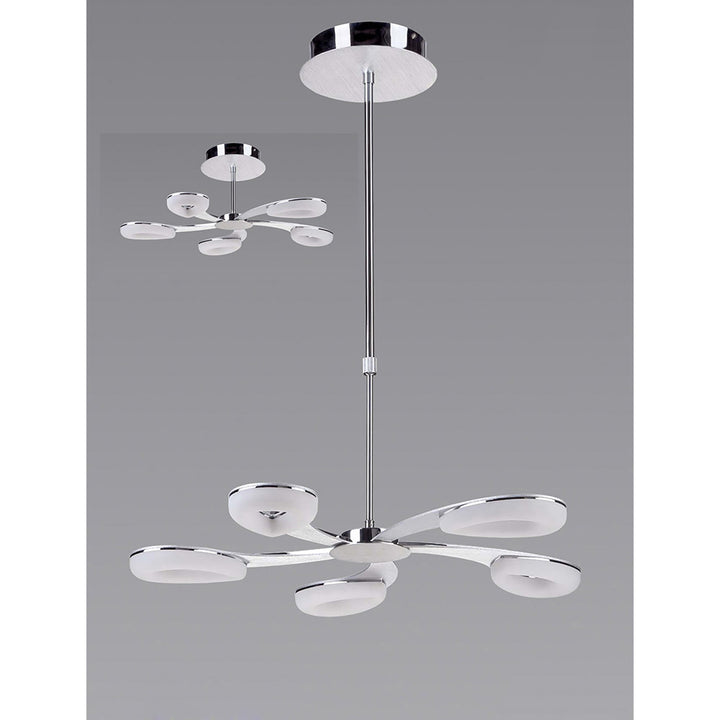 Mantra M8252/1 Juno Telescopic 5 Light 30W LED Satin Aluminium/Frosted Acrylic/Polished Chrome