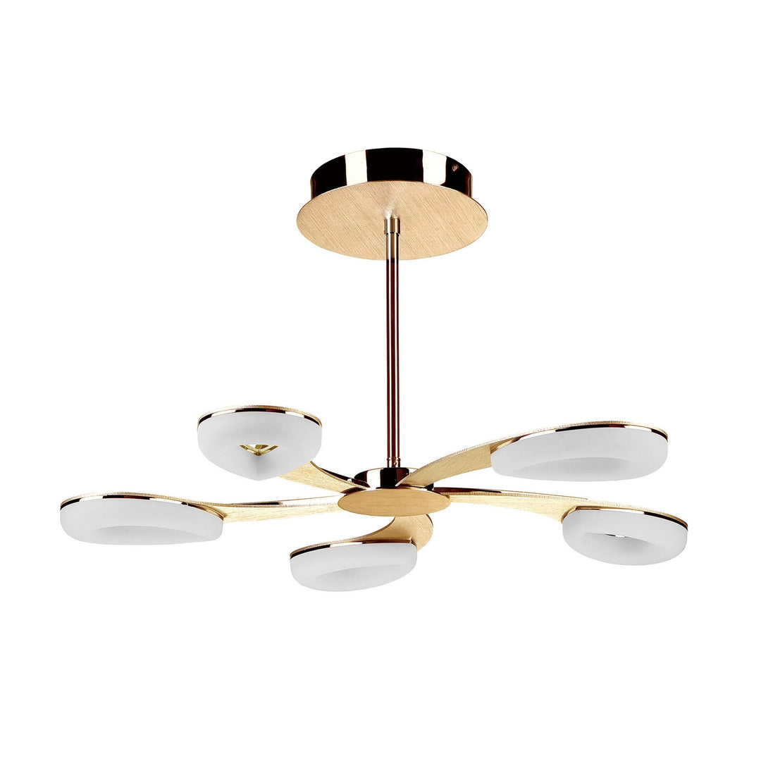 Mantra M8272/1 Juno Telescopic 5 Light 30W LED Satin Gold/Frosted Acrylic/Gold