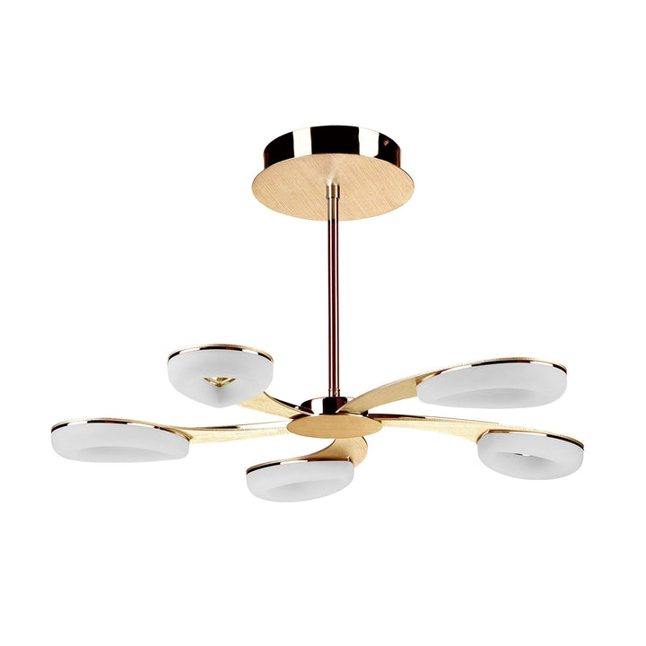 Mantra M8272/1 Juno Telescopic 5 Light 30W LED Satin Gold/Frosted Acrylic/Gold