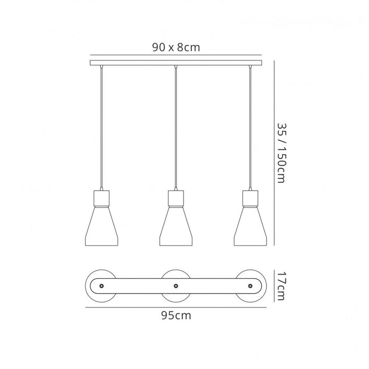 Mantra M5841 Kos Linear Pendant 3L 3 x E27 Max 40W White / Black