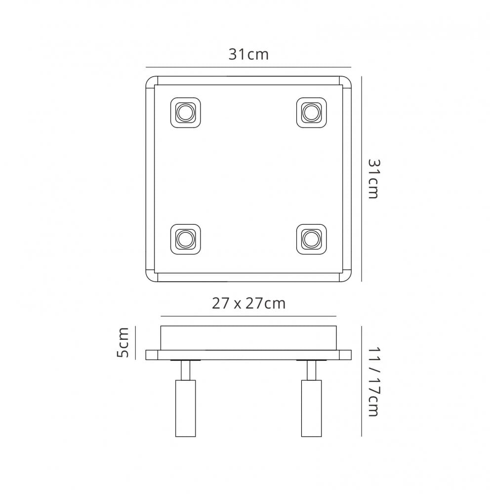 Mantra M5250 Ibiza Ceiling Light 4 Spotlights LED Square Satin Nickel