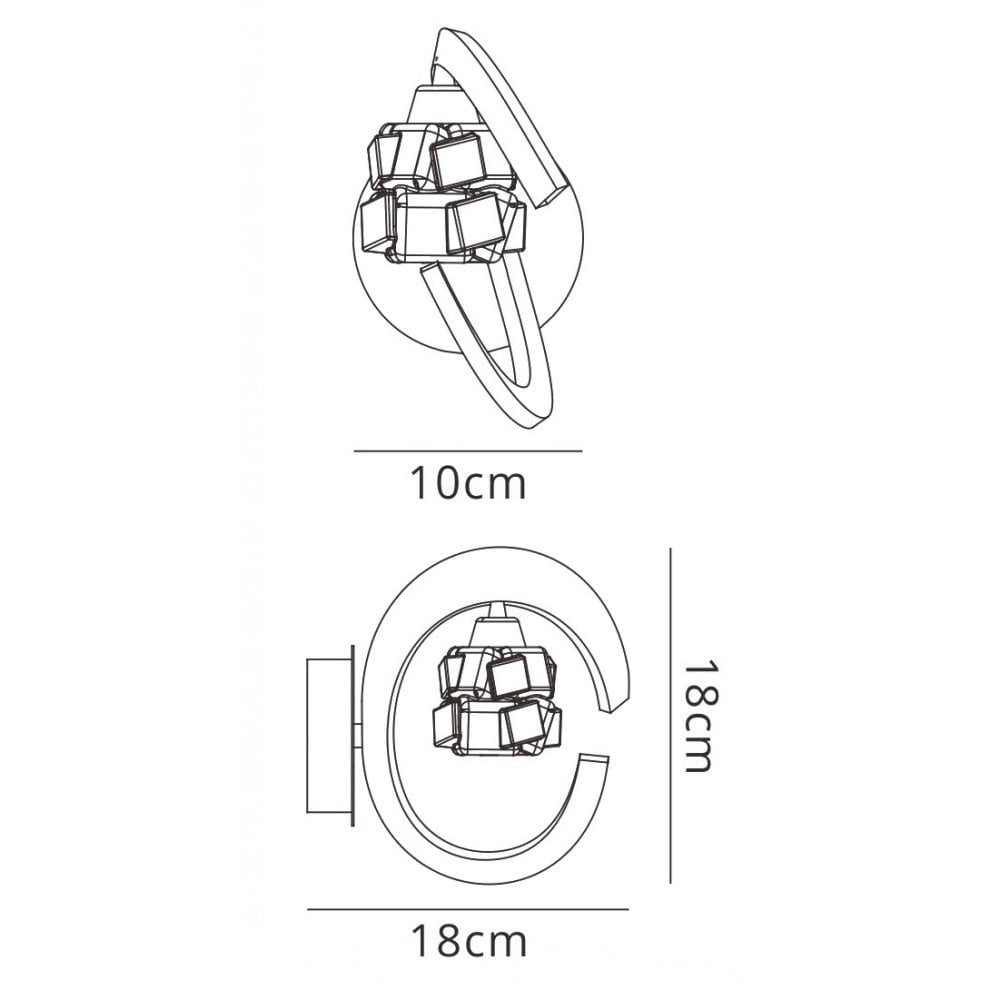 Mantra M1845/S Ice Switched Wall Light 1 Light Polished Chrome