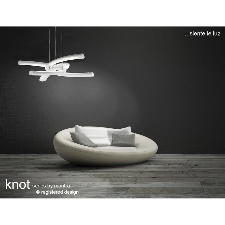 Mantra M4994 Knot Dimmable Ceiling Light 48cm Round LED 3 Looped Arms Silver