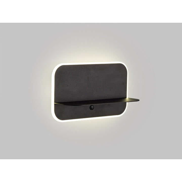 Mantra M6876 Lanzarote Wall Lamp Shelf USB Sockets 18W LED Matt Black