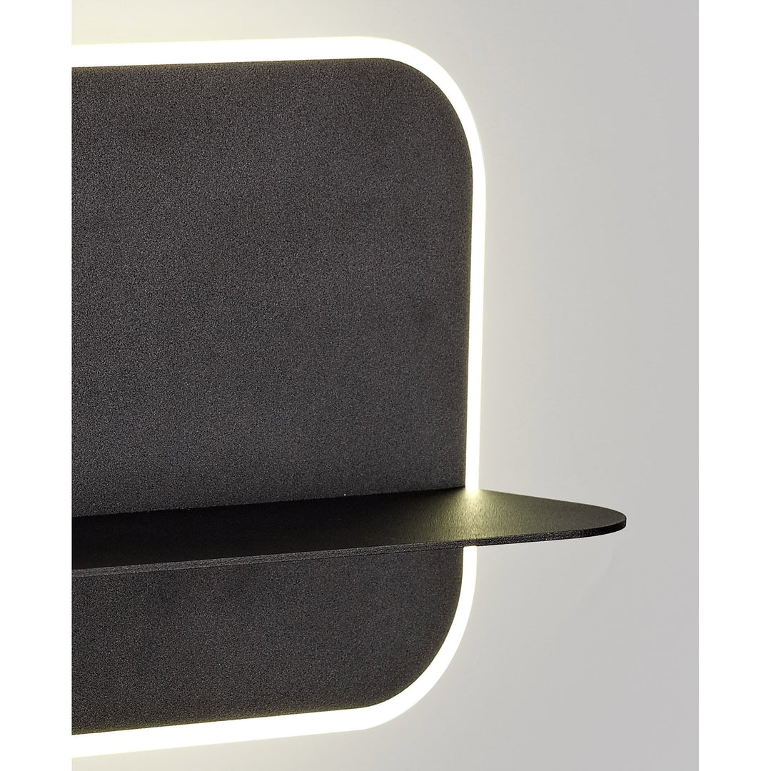 Mantra M6876 Lanzarote Wall Lamp Shelf USB Sockets 18W LED Matt Black