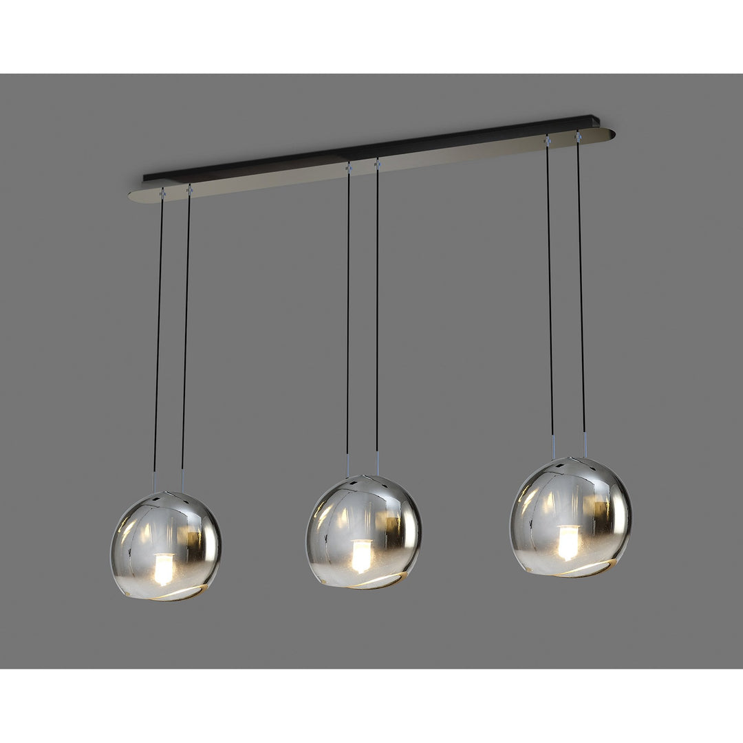 Mantra M6189 Lens Linear Pendant 3 Light Chrome Glass