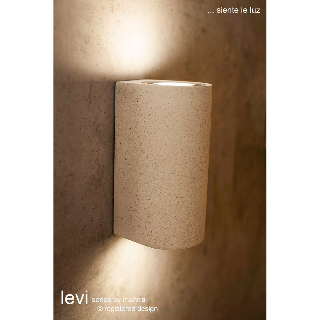 Mantra M7180 Levi Outdoor Round Wall Lamp 2 Light White Concrete